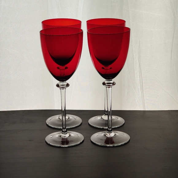 4 red 🍒♥️ crystal wine goblets | Mikasa | pattern MIC 157 - Picture 2 of 14